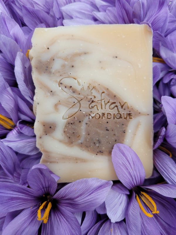 Savon artisanal "Olive & crocus" argile blanche cacao & marc de café – Image 3